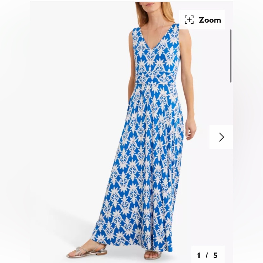 Boden Sienna Floral Maxi Dress Blue 10